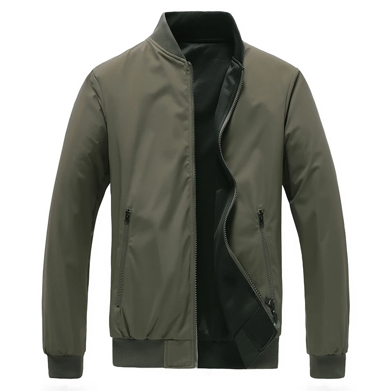 Куртка-бомбер мужская однотонная на молнии в стиле хип-хоп | Мужская одежда