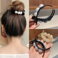 hair claw barrettes korean big pearls acrylic sweet hairpins for women girls hair crab clip styling make up tool hair accessorie