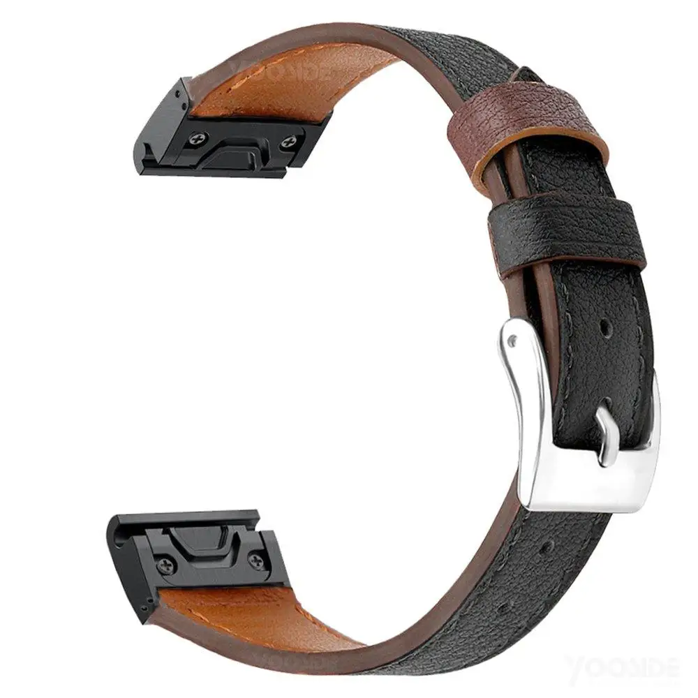 Black Fenix 6S кожаный женский браслет 20 мм QuickFit классический ремешок из натуральной кожи для часов Garmin Fenix 5S/Fenix 5S Plus - Цвет: Black