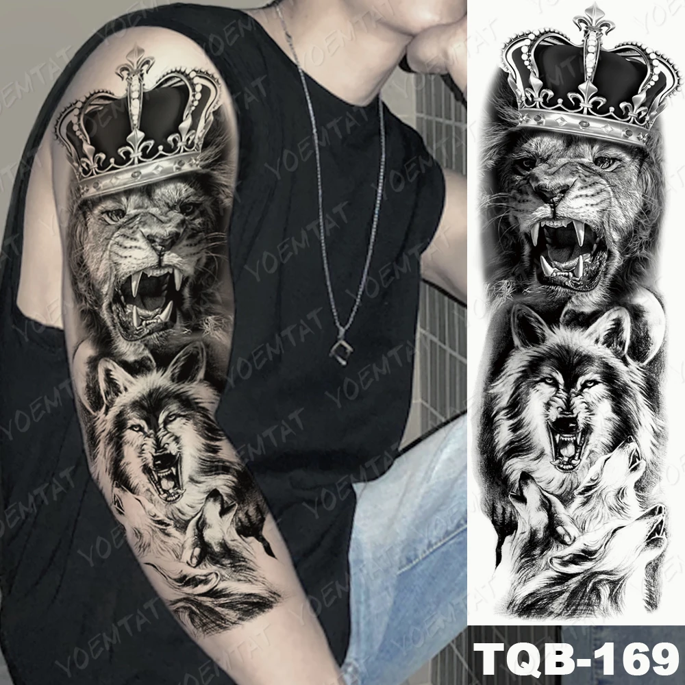 

Large Arm Sleeve Tattoo Pyramid Egyptian Leopard Waterproof Temporary Tatto Sticker Lion Owl Body Art Full Fake Tatoo Women Men