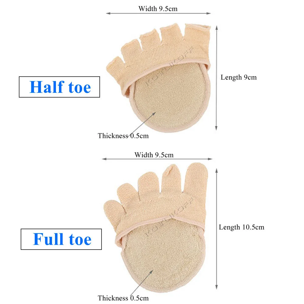 KOTLIKOFF Cotton Half Insoles Pads Foot Care Insoles Forefoot Pain Relief Massaging Metatarsal Toe Support Pads Insoles Forefoot