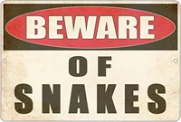 jacqueary funny sarcastic metal tin sign wall decor man cave bar yard wall warning beware of snakes