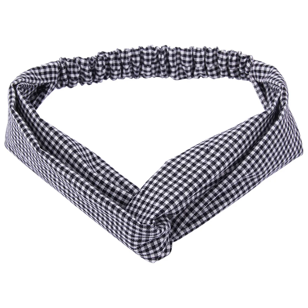 Женский обруч для волос в клетку тканевый эластичный ободок прекрасный головной