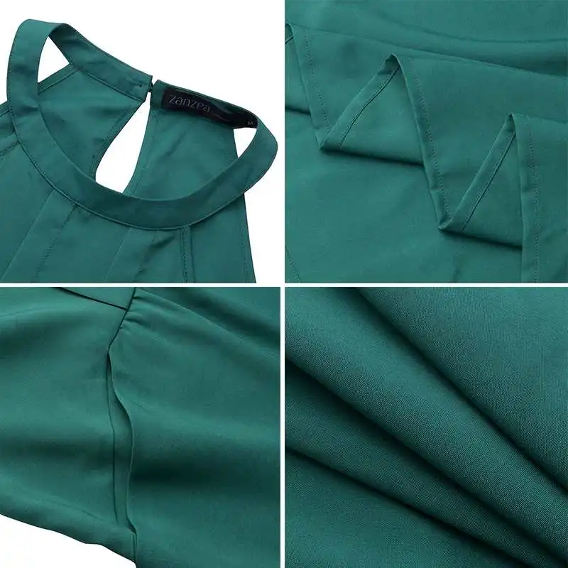 

2021 Summer Solid Sundress Fashion Sleeveless Bohemian Dress ZANZEA Women Casual Beach Party Long Vestidos Female Robe S 5XL