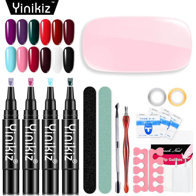 

Yinikiz One Step Gel Nail Polish Pen Set 25pcs UV LED Nail Dryer Kit Nail Art Manicure Gel Varnish Lacquer Manicure Tools Kit