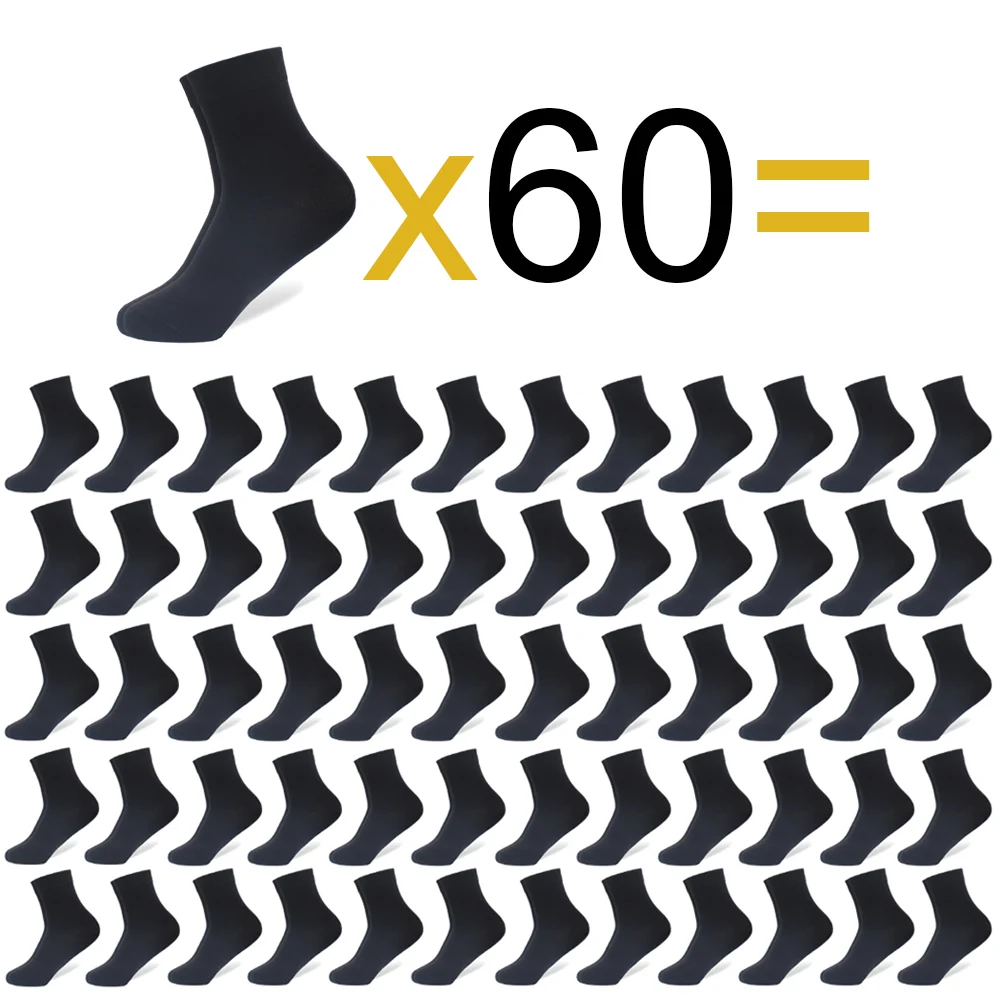 60 Pairs/Lot Whoesale Men's Cotton Socks Black Business Men Socks Breathable Spring Summer Autumn for Male US size(7-9.5)