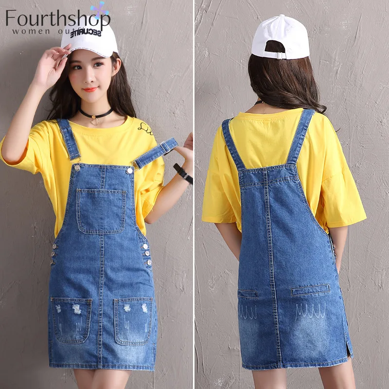 Женский джинсовый сарафан на подтяжках повседневный комбинезон без рукавов с