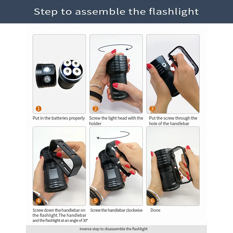 安い フルパワーのプロフェッショナル懐中電灯,スキューバダイビング用L2ポータブルトーチ,200m,水中,防水ipx8,4x18650,懐中電灯