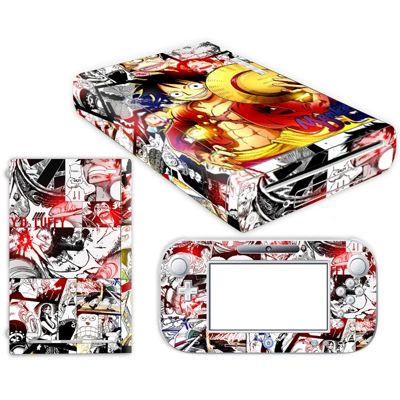 Аниме one piece Luffy стикер кожи для nintendo wii u консоль крышка с пультами контроллер скины для геймпад для nintendo wii u наклейка