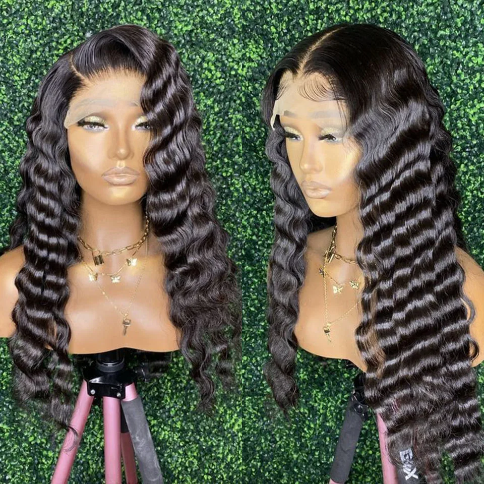 

Loose Deep Wave Synthetic Lace Front Wig Natural Color With Baby Hair Heat Resistant Fiber Daily Wear Lace Wig For Black Women