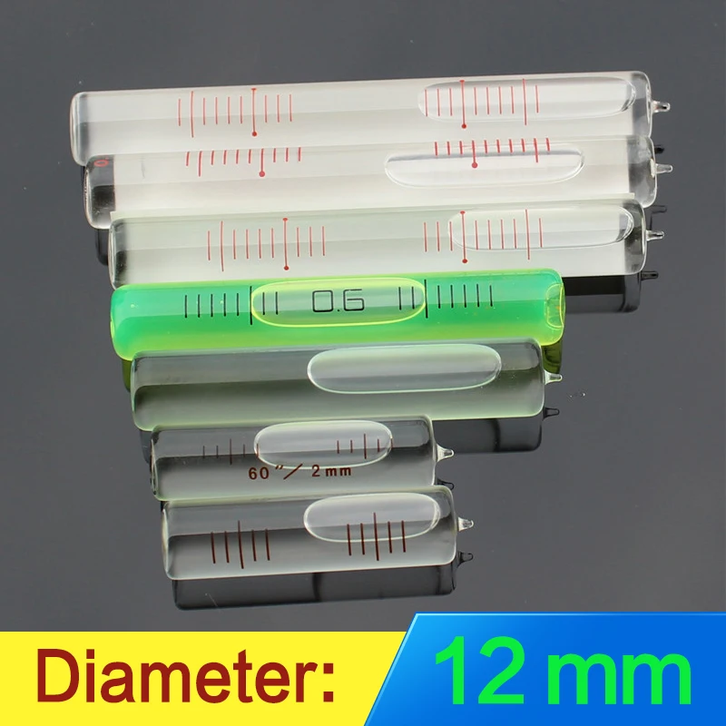 Nivelador Esférico de Alta Precisão Tubo de Vidro Nivelamento Horizontal de Bolhas 12 mm de Diâmetro Instrumentos de medição de nível