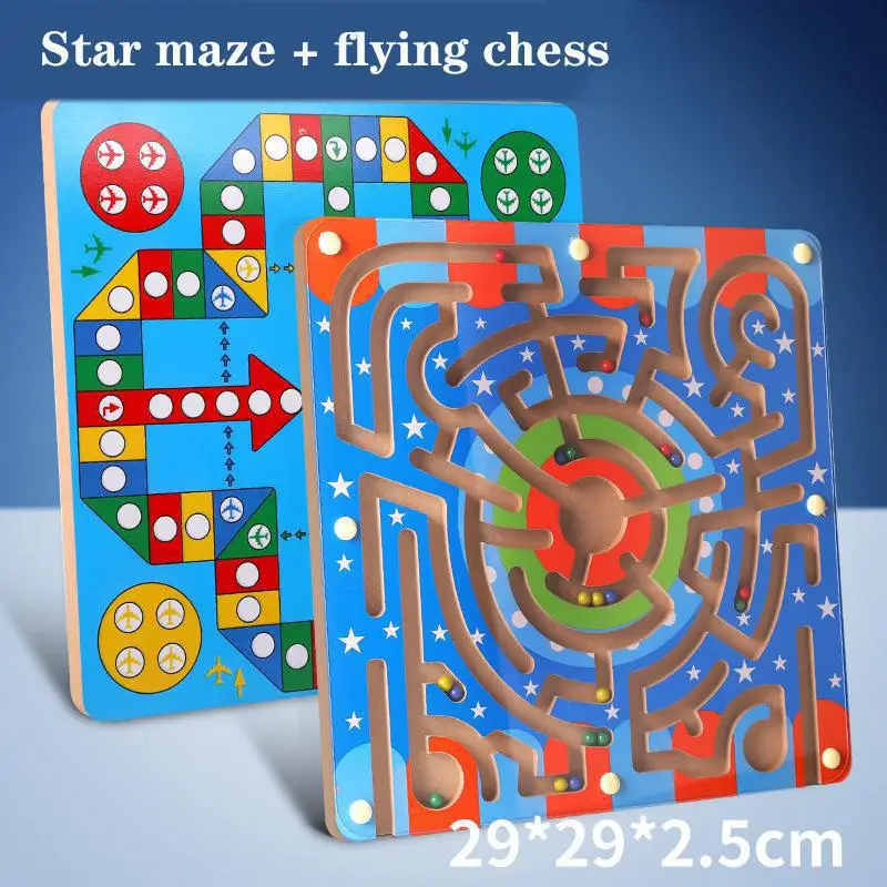 Звезда двойные боковые Летающие шахматы лабиринт магнитная ручка гуляя шарик