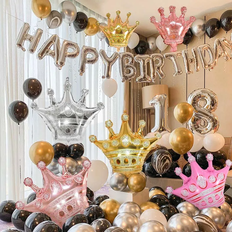

1/5Pcs Party Crown Foil Balloons Rose Gold Pink Blue Queen Princess Crown Balloon For Kids Adult Birthday Wedding Decor Supplies