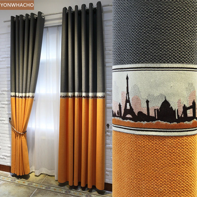 

Шторы на заказ, высококачественные, современные, простые, для гостиной, из хлопка и льна, прошитые, кофейная ткань, светонепроницаемые шторы,...