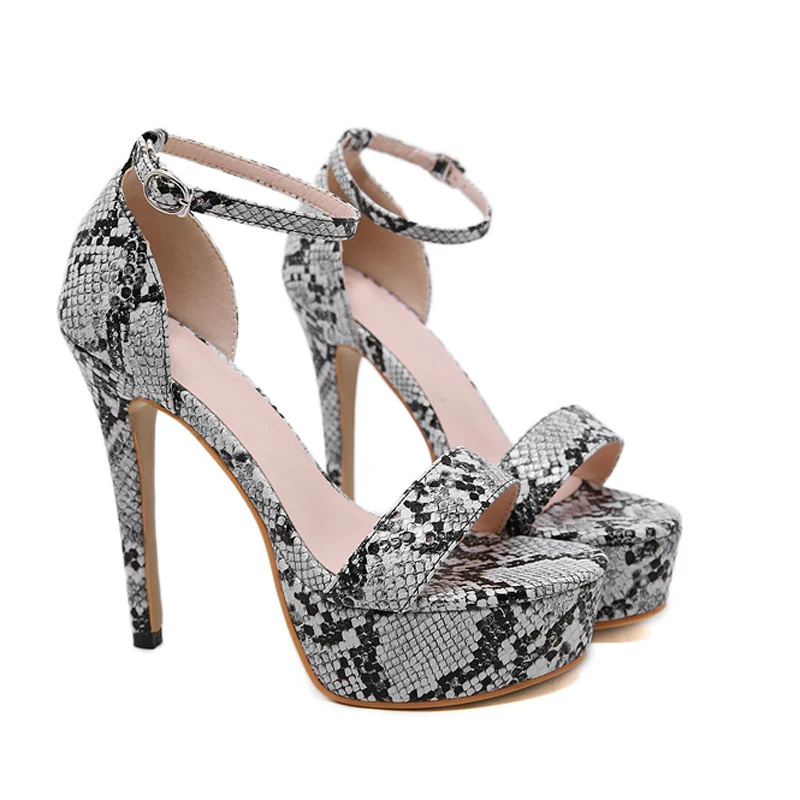 2020 босоножки женские летние туфли на высоком тонком каблуке со змеиным принтом и