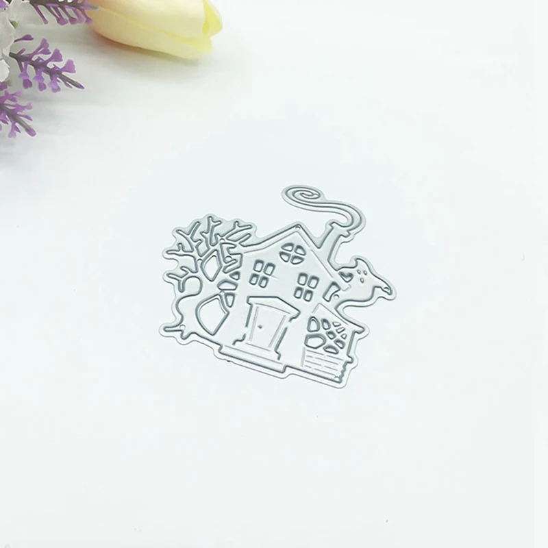 Хэллоуин привидения Фотофон домик дерево металлические трафареты для пресс