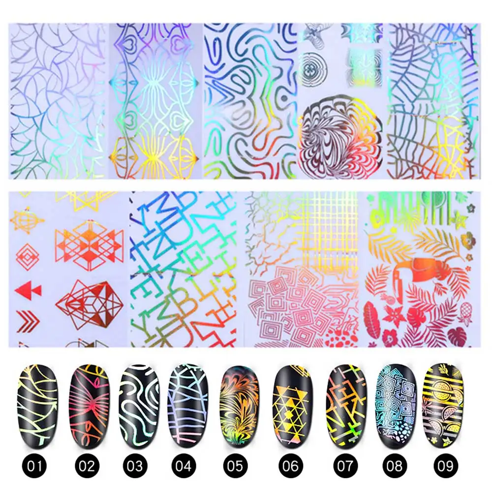 Diy многоцветные лазерные звездное небо модный дизайн ногтей наклейки сверкающие