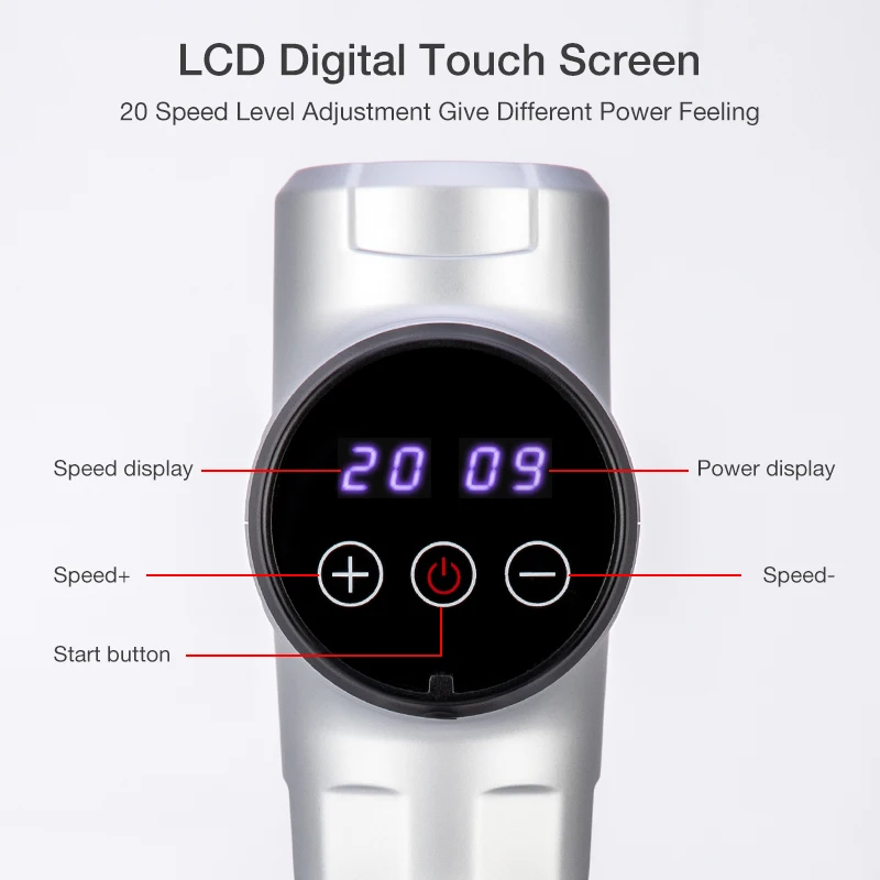 Массажный пистолет с ЖК дисплеем 6 головок|Fascia чехол пистолет| |