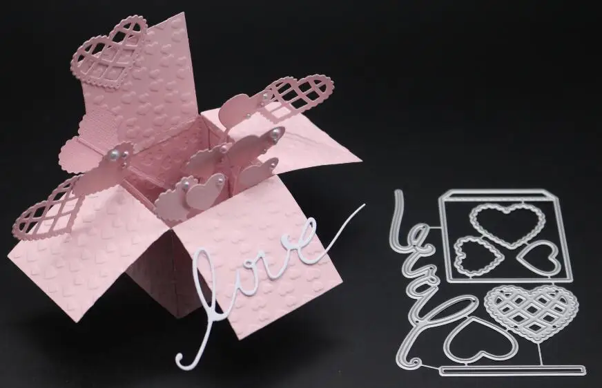 7.7X11CM YINISE металлические режущие штампы для трафареты для скрапбукинга любовь коробка с сердцем высечки DIY открытки в альбом украшения тиснение Складная матрица вырезы вырезать умирают плесень Записки бумага ремесло нож п - Цвет: 7.7X11CM