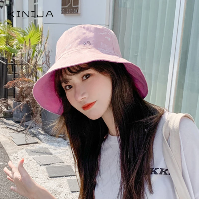 Осенняя вышитая шляпа в рыбацком стиле с граффити Корейская версия Летняя