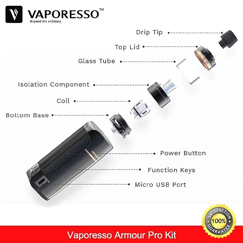 Оригинальный Vaporesso Armour Pro Kit 100 Вт TC Box Mod Vape 5 мл с каскадным детским резервуаром Vaper