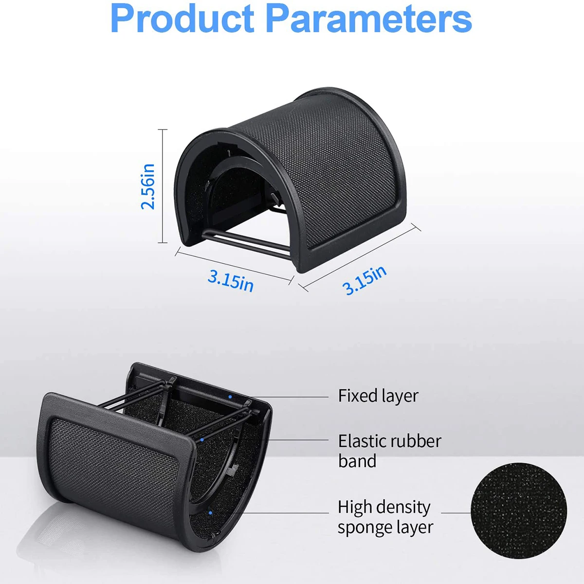 

New Style Microphone Filter Metal Mesh and Foam Microphone Spray Proof Wheat Windshield Black
