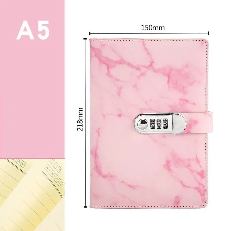 Блокнот А5 с мраморным замком кожаный дневник журнал простой планировщик блокнот