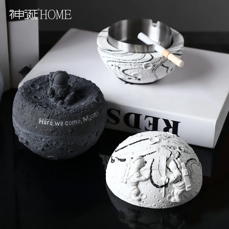 

Fashion Steel Nordic Round Large Ashtray Retro with Cover Gifts for Boyfriend Smoking Set Cenicero Metal Trays Decorative BK50YH