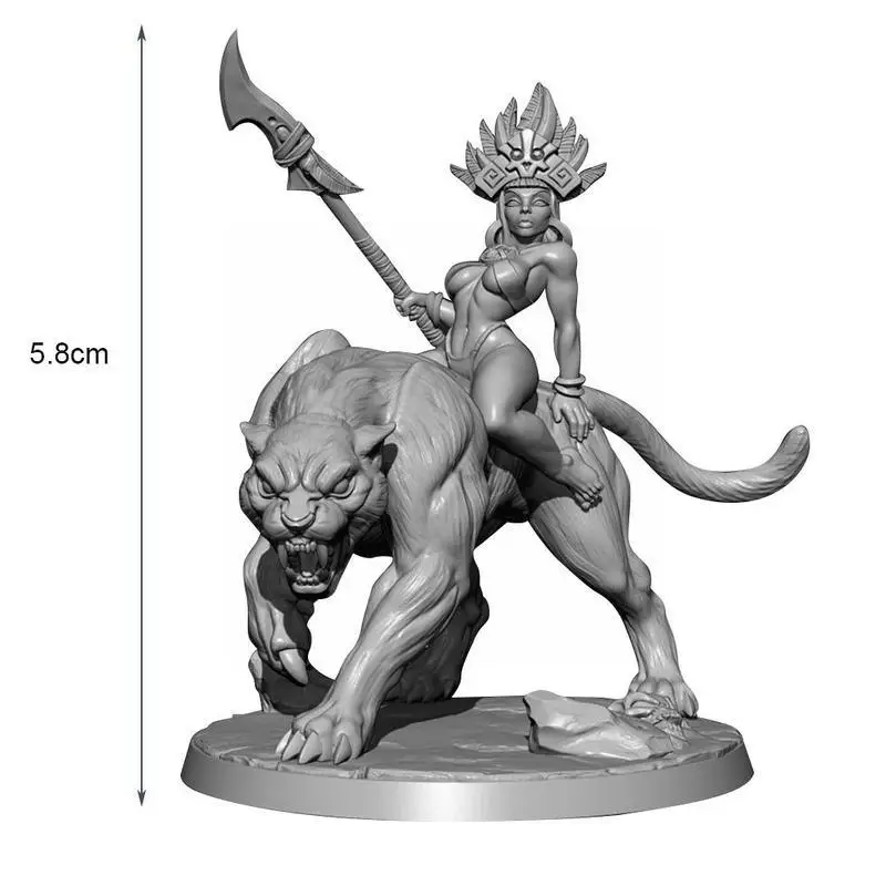 

58mm Horsewoman Resin Soldier Model Kids Art Collection Toys Model G4Z7