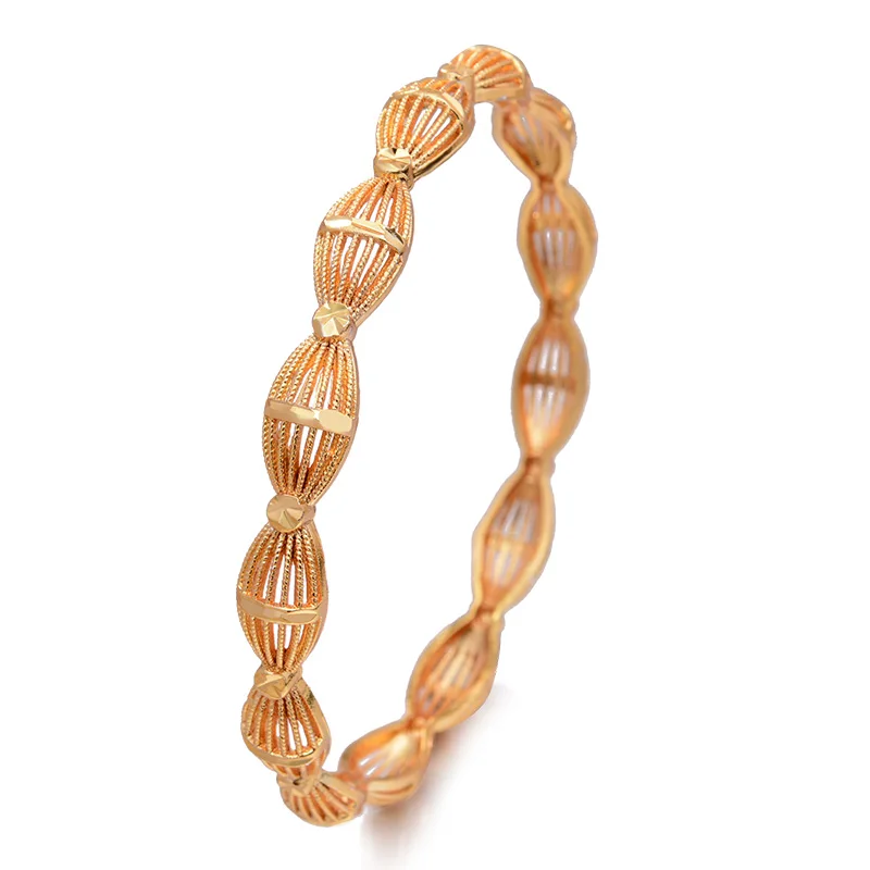 

Wando 1Pcs/lot Top Quality Dubai Gold Color Bangles For Women Bride Wedding Bracelet Bangles Africa Arab Halloween Jewelry