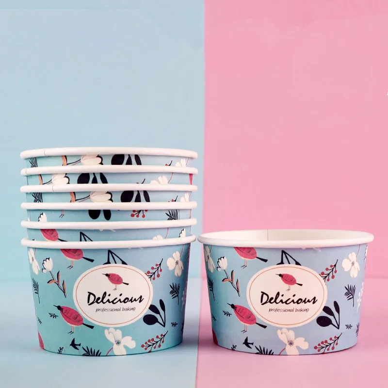 50 шт одноразовые толстые бумажные вечерние чашки для мороженого красочные