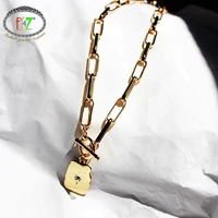 f j4z hot toggle clasp cuban chain necklaces womens coin geometric pendant necklace minimalist collar necklace dropship