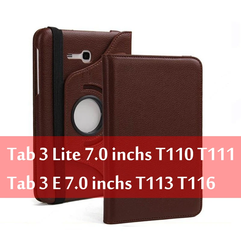 Brown Чехол для планшета samsung Galaxy Tab 3 Lite " SM-T110 T111 Tab E 7,0" SM-T113 T116, вращающийся на 360 градусов, кожаный чехол-книжка Funda Capa - Цвет: Brown