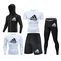 mma rashguard gym clothing 5 pcsset mens compression sportswear fitness t shirt running jogging tights boxing jerseys men suit