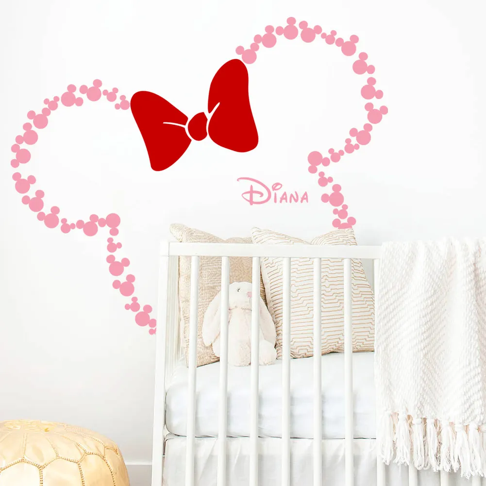 Disney уши Минни Маус с бантом и пользовательским именем Babay Микки настенные