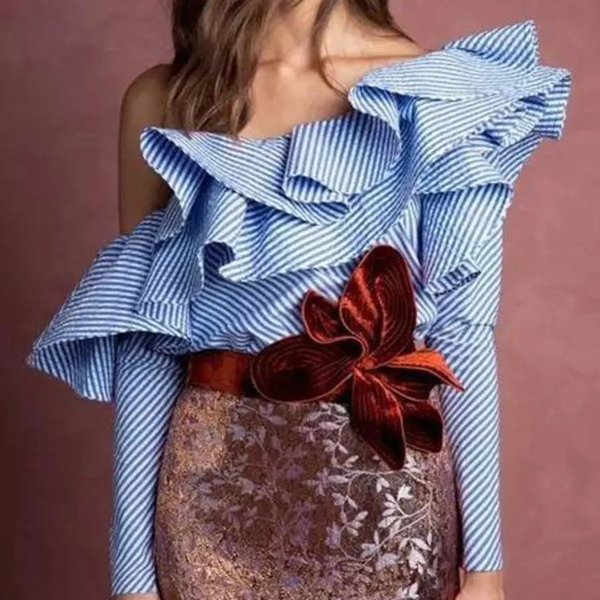 

2018 Women Casual Long Sleeve Off Shoulder Ruffles Fashion Blouse S-2XL