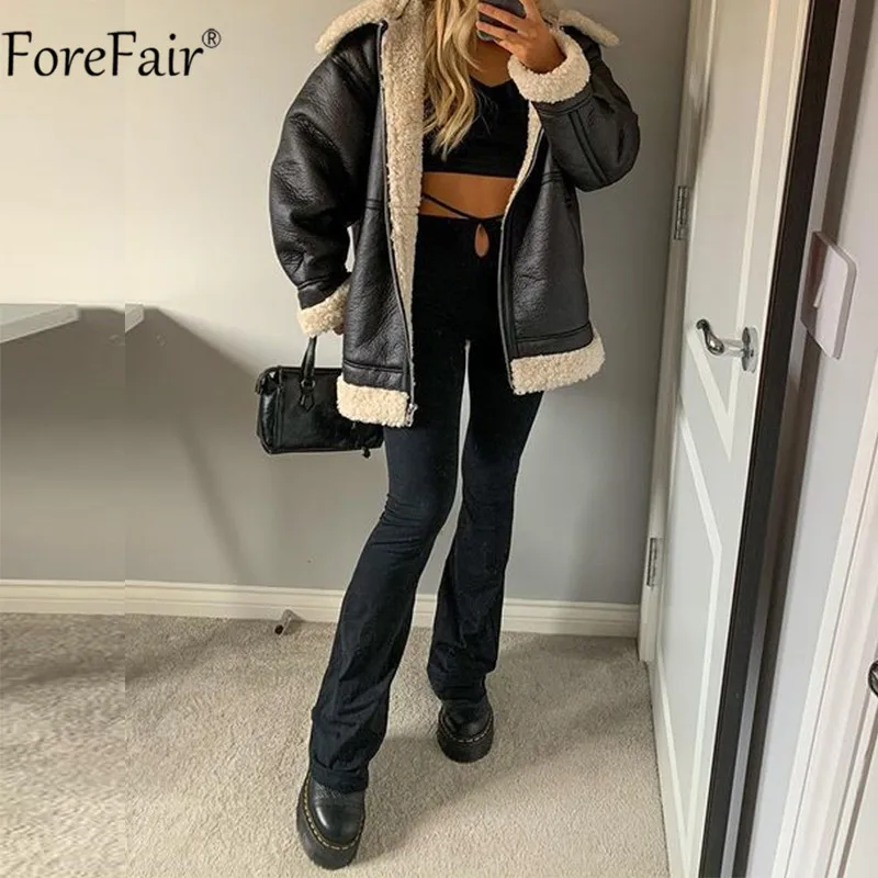 

Женские обтягивающие брюки Forefair, черные повседневные длинные брюки с высокой талией, с широкими штанинами, на осень-зиму 2021