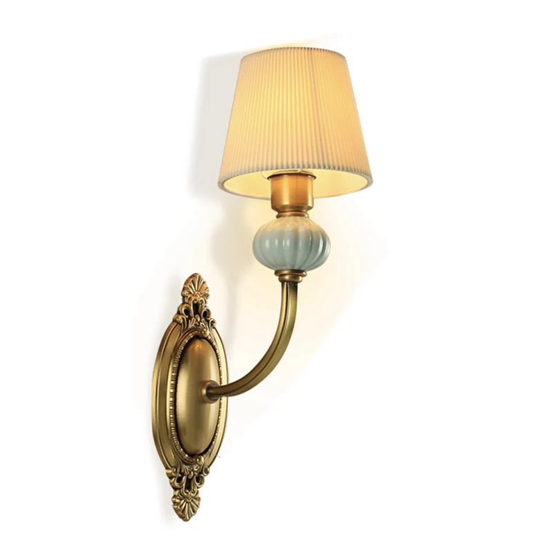 Американская полностью покрытая медная настенная лампа из ткани керамический