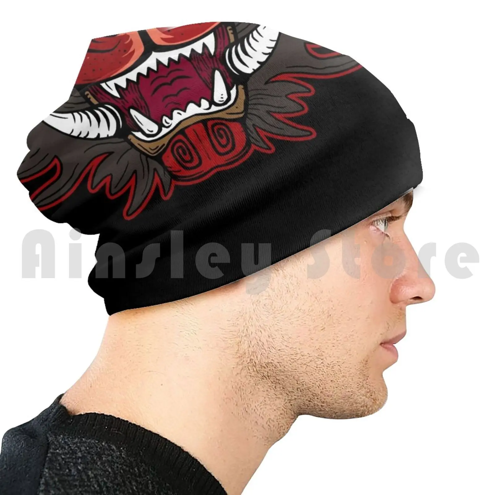 Вязаная Шапка-бини Hyena Oni в стиле хип-хоп Традиционная японская татуировка