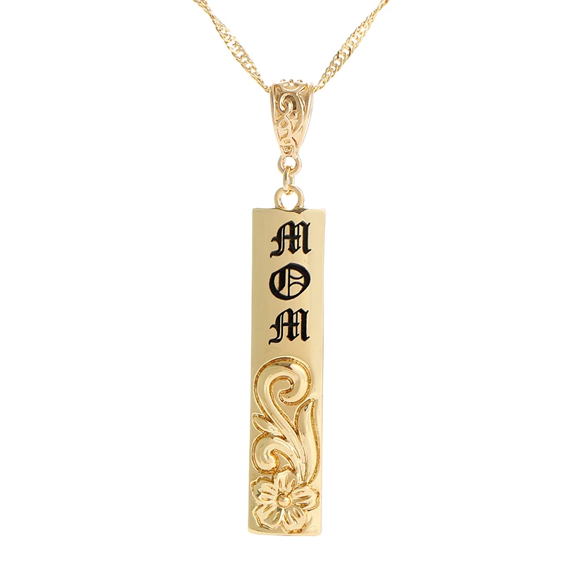 

KOMI Can Custom Name Pattern Hawaii Polynesian Samoa Marshall Chuuk Tonga Vertical Pendant Chain Necklace Woman Man Jewelry Gift