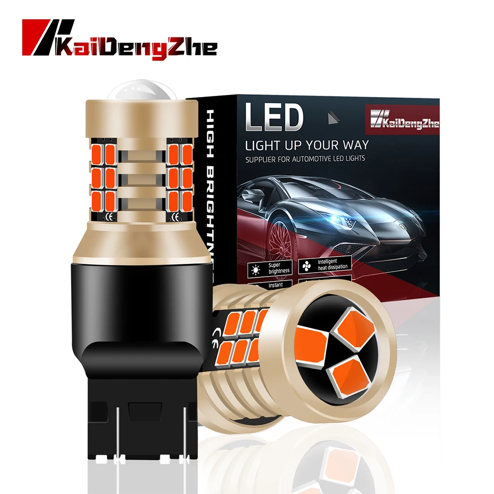 

2x Автомобильный светодиодный светильник CanbusT20 7443 W21/5 Вт, автомобильная красная лампа заднего хода, стоп-сигнал, задняя противотуманная фара ...