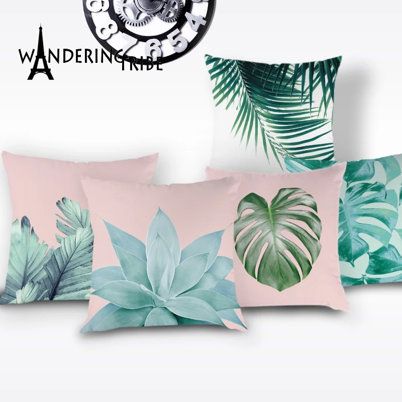 Фермерская Подушка с изображением кактуса, чехол Monstera Tropical Throw, наволочки, розовые подушки, чехол s, листья растений, Чехлы, подушки Kissen, чехол