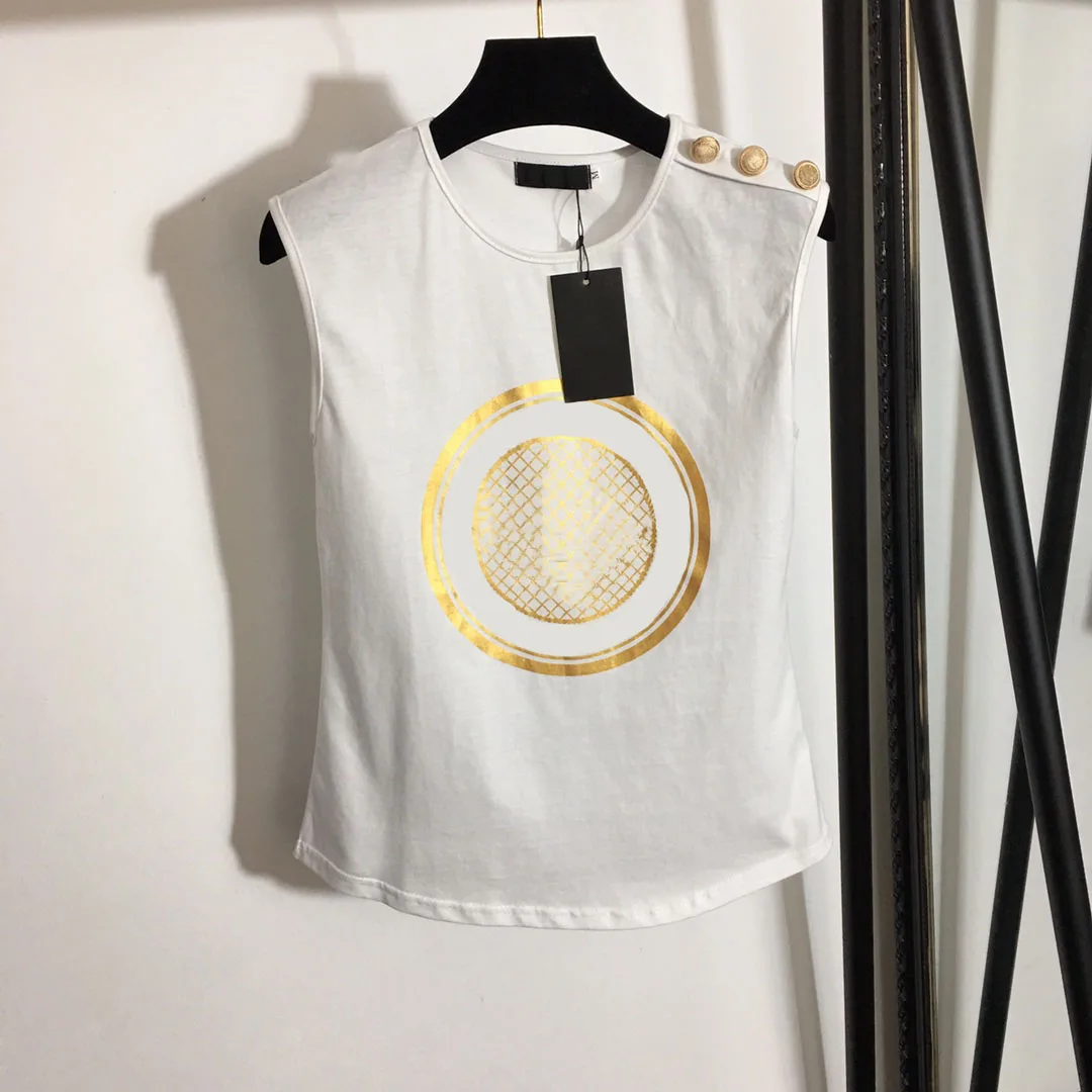

FA-01 Luxury Designer Summer Women's Tanktops Lady's Tops Solid Cotton Sleeveless T-shirt O-Neck Casual Vest For Female