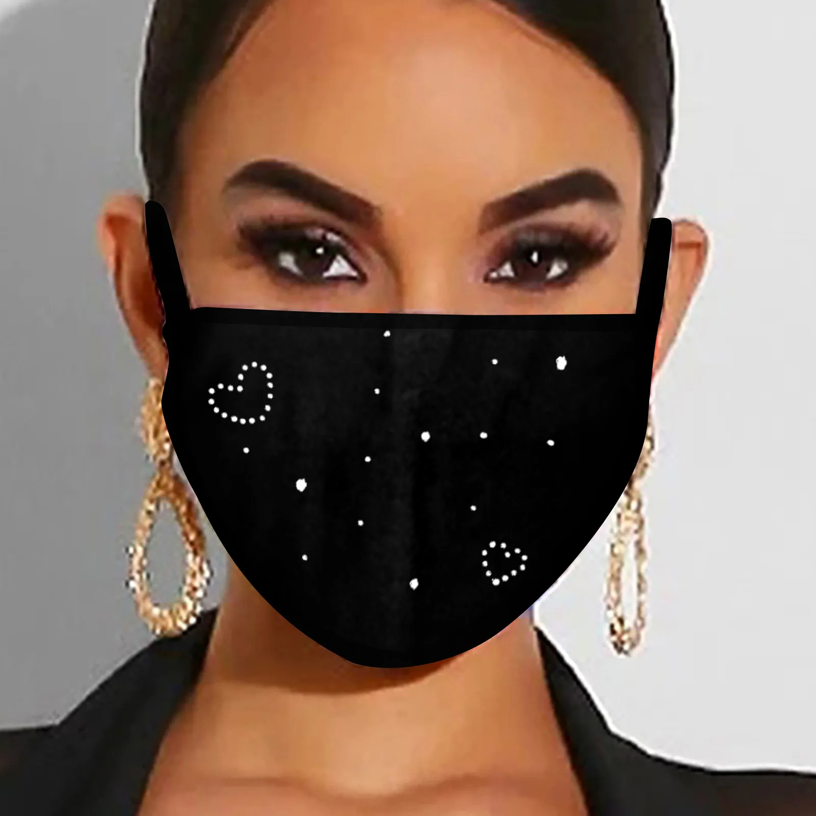 

Fashion PM2.5 Rhinestone Face Mask Windproof Masks Cotton Protective Breathable Dust Mouth Cover Washable Reusable Mouth Mask