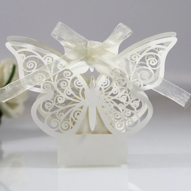 10 шт./компл. бабочка Лазерная резка полые перевозки Сувениры Коробка подарок