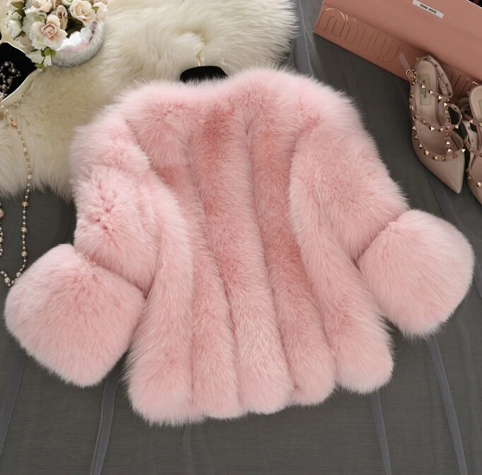 

Fur Coat Furry Women Fluffy Warm Thicken Outerwear Autumn Winter New Short Coat Jacket Hairy Plus Size XXXL 4XL Pink White Grey