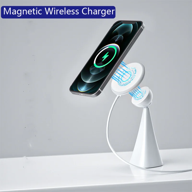 

15W Magnetic Wireless Charger with Type C Cable for iPhone 12 Samsung Xiaomi Huawei Phone Portable Mini Fast Charging Pad Mat