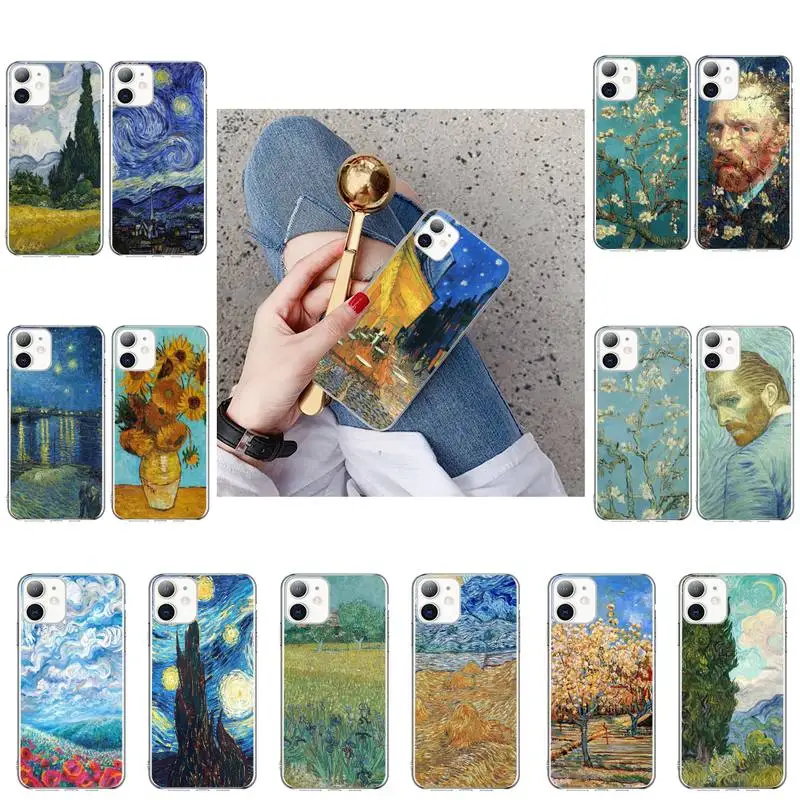 

Floral Plant Vincent Van Gogh Oil Phone Case For iPhone X XS MAX 6 6s 7 7plus 8 8Plus 5 5S SE 2020 XR 11 11pro max