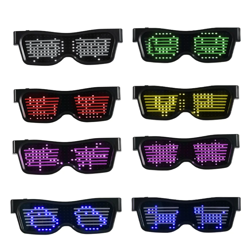 APP Dynamic LED Glowing Glasses Party Favor USB Rechargeable Light Up Eyeglasses with Flashing Neon Luminous | Дом и сад