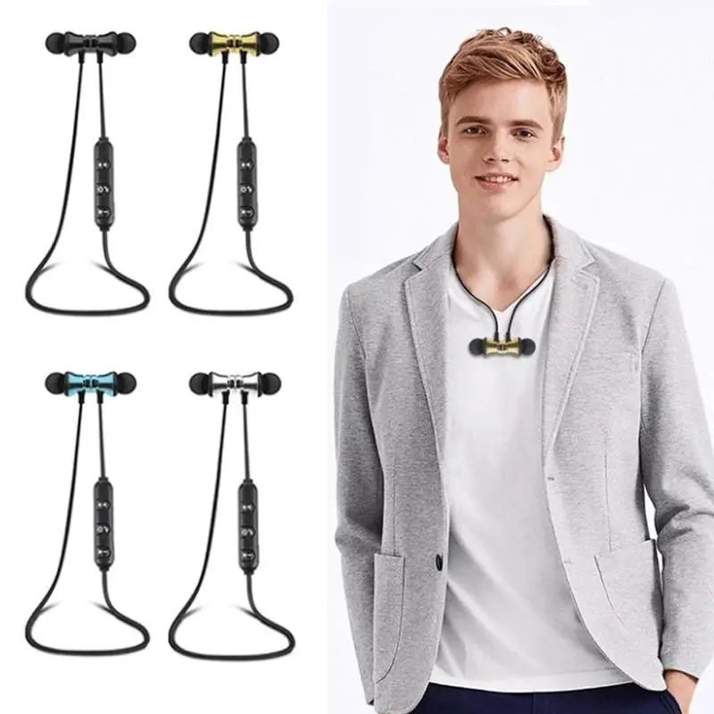 Магнитные беспроводные Bluetooth наушники стерео спортивные водонепроницаемые